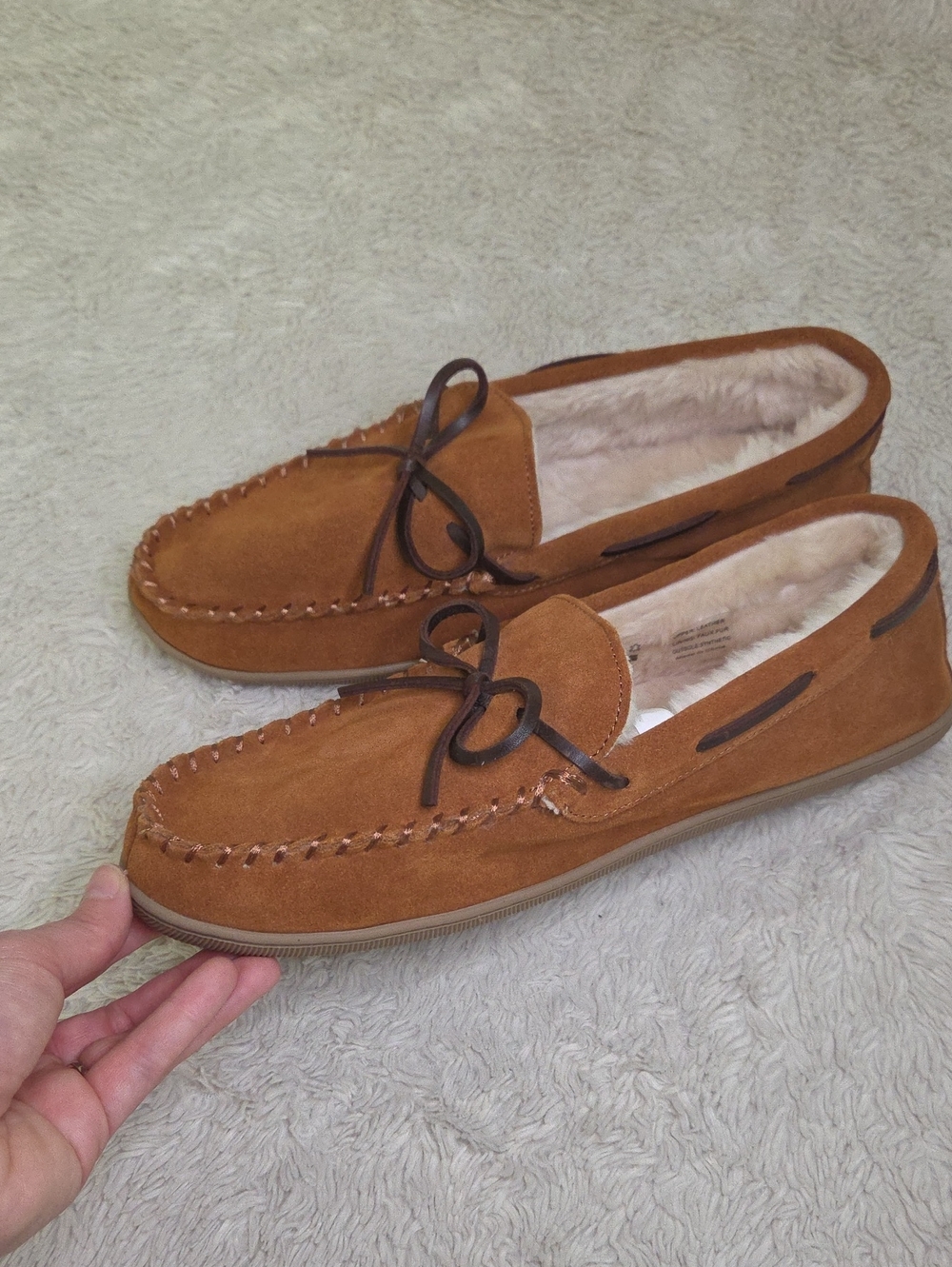 Men's J Crew Classic Suede Sherpa Lined House Shoes Sz 11
